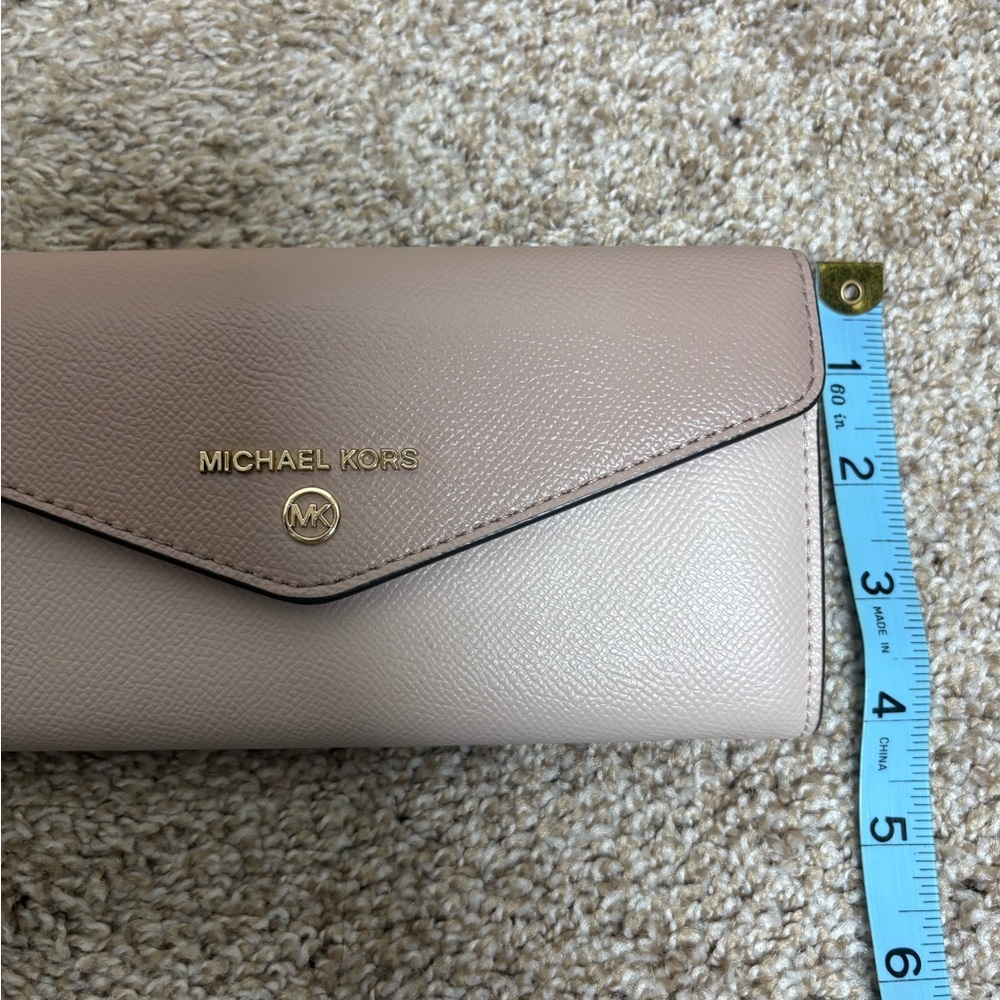 Michael Kors MK envelope clutch wallet on chain WOC cream blush gold cute EUC - Picture 6 of 17